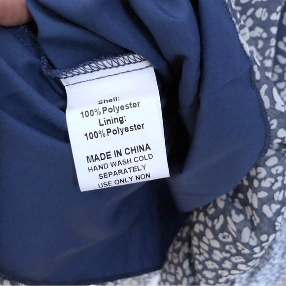 Flowy Fall Casual Short Sleeve V-Neck Ruffle Printed Flowy Mini Dress Small Blue - Picture 8 of 9